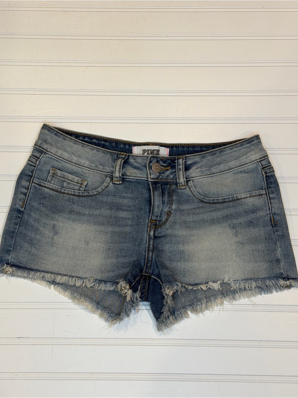 Victoria Secret PINK Denim Cut Off Jean Shorts Light Wash Size 0